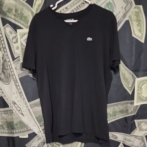 Lacoste Men's Black Tee with Green Logo